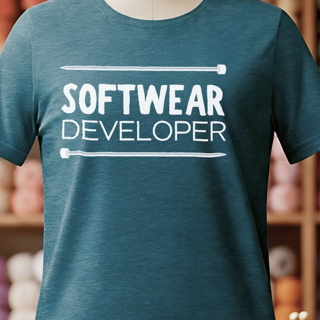 Softwear Developer Knitting T-Shirt Teal Blue t-shirt