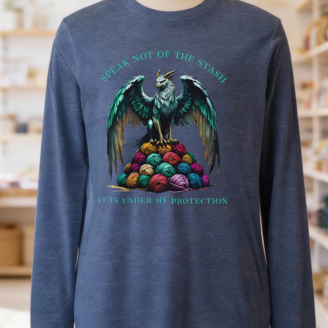 Speak Not of the Stash Long Sleeve T-Shirt Heather Navy t-shirt
