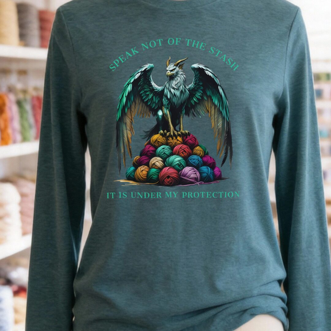 Speak Not of the Stash Long Sleeve T-Shirt Heather Deep Teal t-shirt