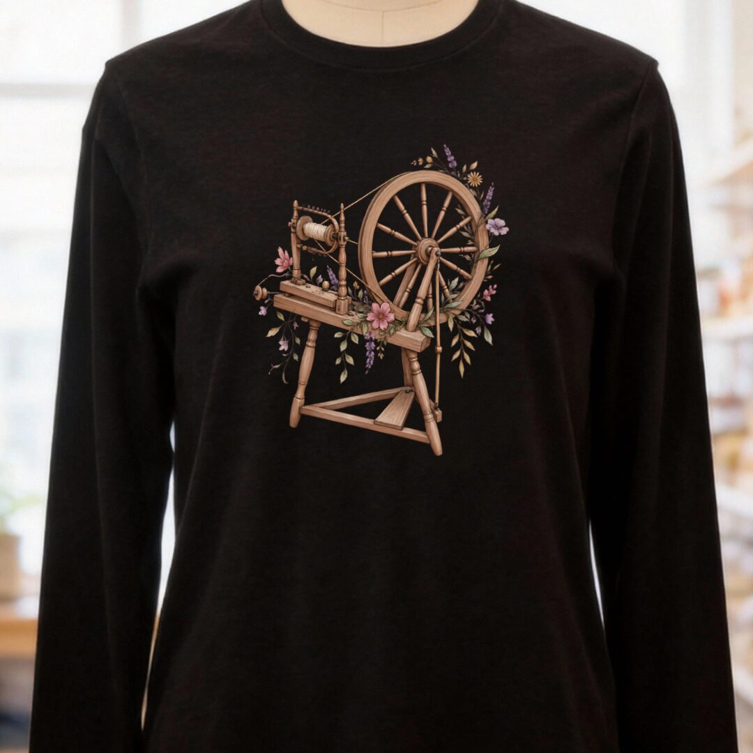 Spinning Wheel Long Sleeve Tee Black t-shirt