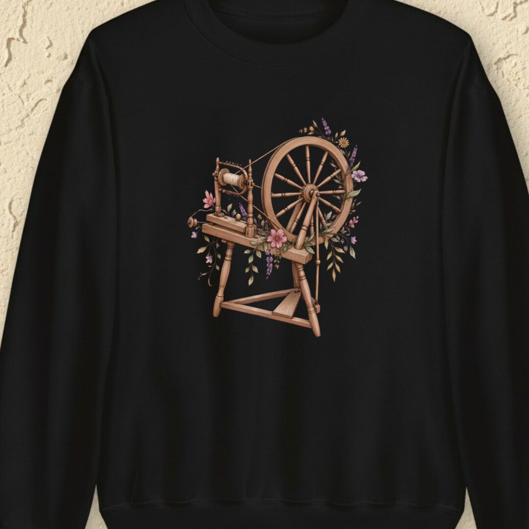 Spinning Wheel Black Sweatshirt.jpg