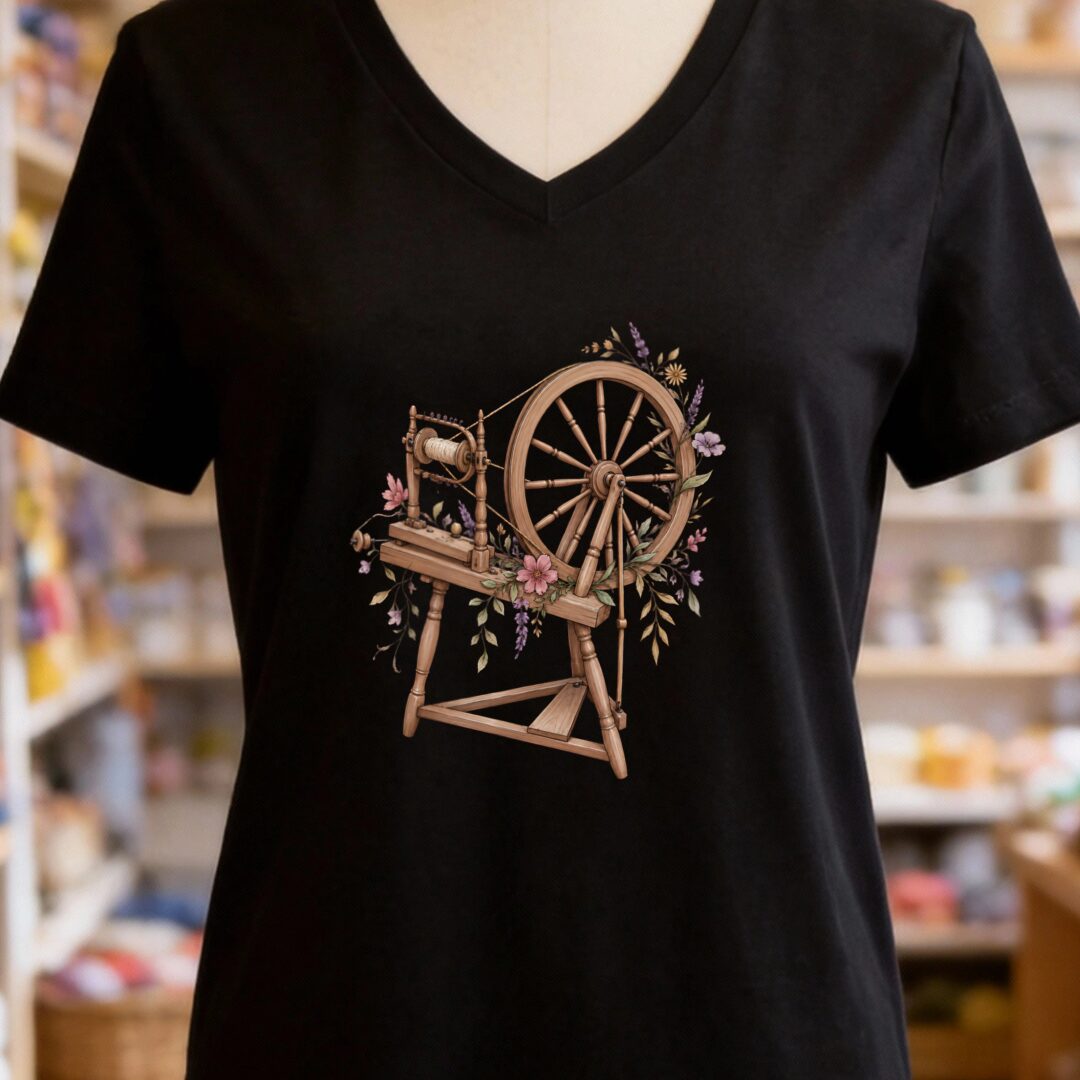 Spinning Wheel V-Neck T-Shirt Black t-shirt
