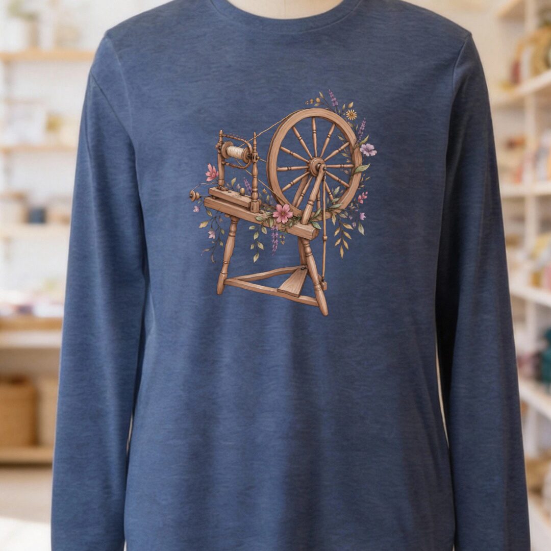 Spinning Wheel Heather Navy Long Sleeve Tee.jpg