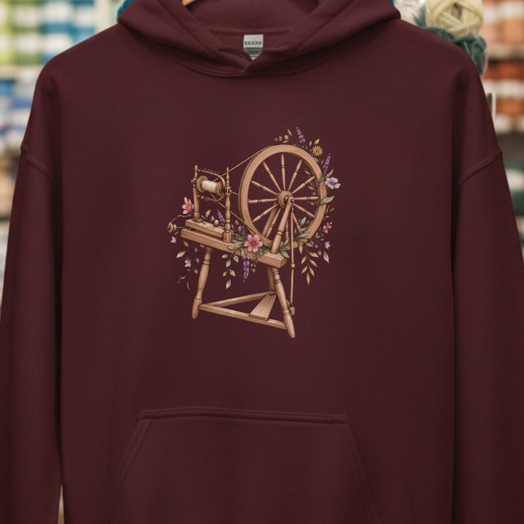 Spinning Wheel Maroon Hoodie.jpg