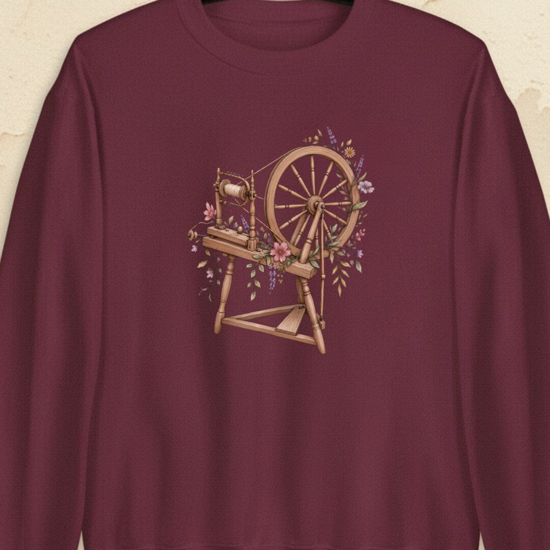 Spinning Wheel Maroon Sweatshirt.jpg