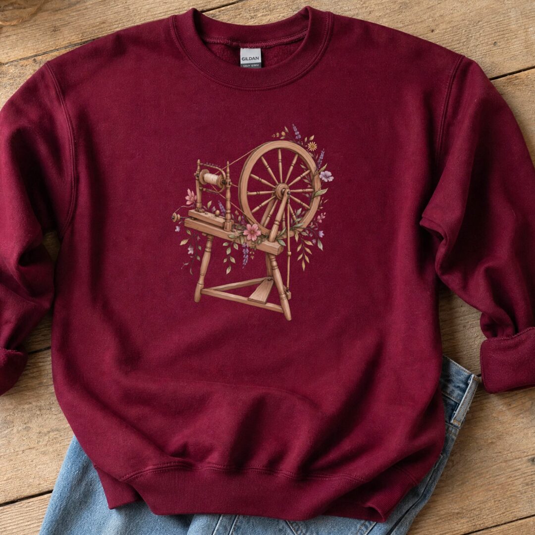 Spinning Wheel Sweatshirt Maroon t-shirt
