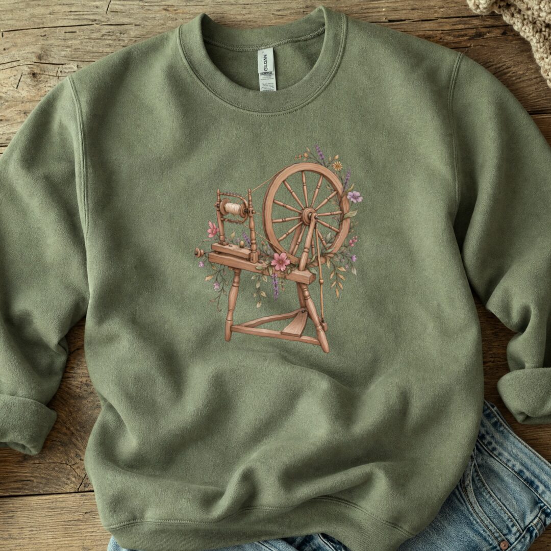 Spinning Wheel Sweatshirt Military Green t-shirt