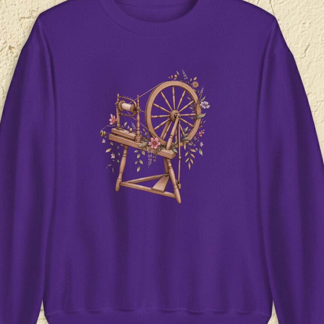 Spinning Wheel Purple Sweatshirt.jpg