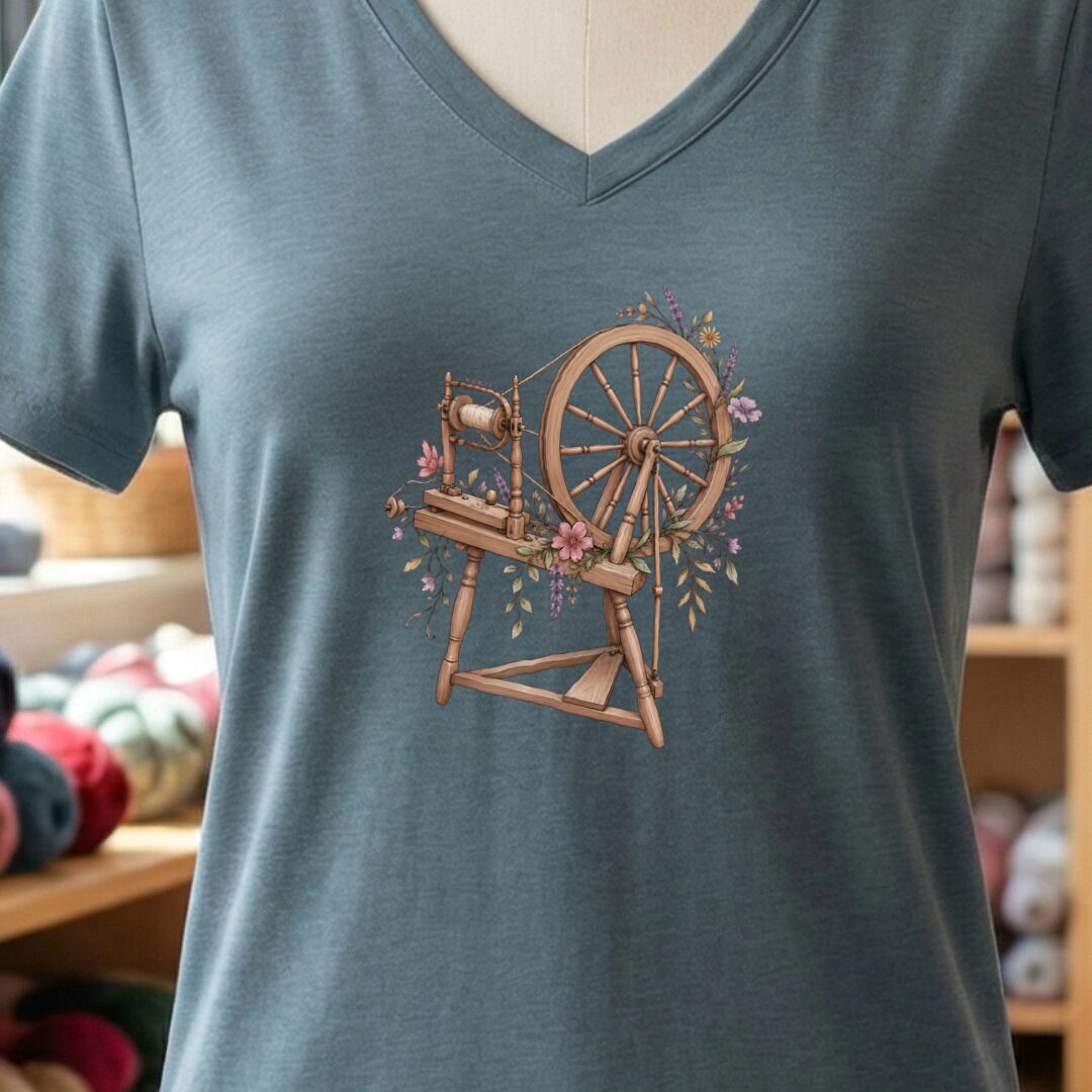 Spinning Wheel V-Neck T-Shirt Slate t-shirt