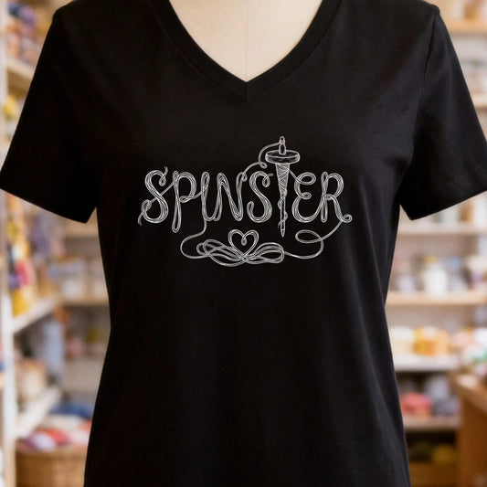 Spinster Text Black V Neck.jpg