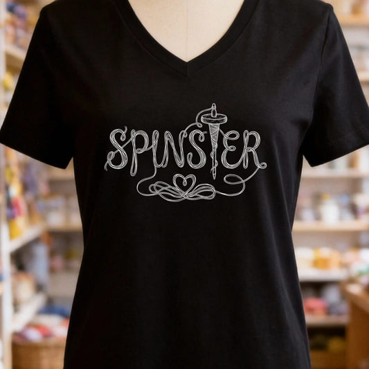 Spinster Text V-Neck T-Shirt Black t-shirt
