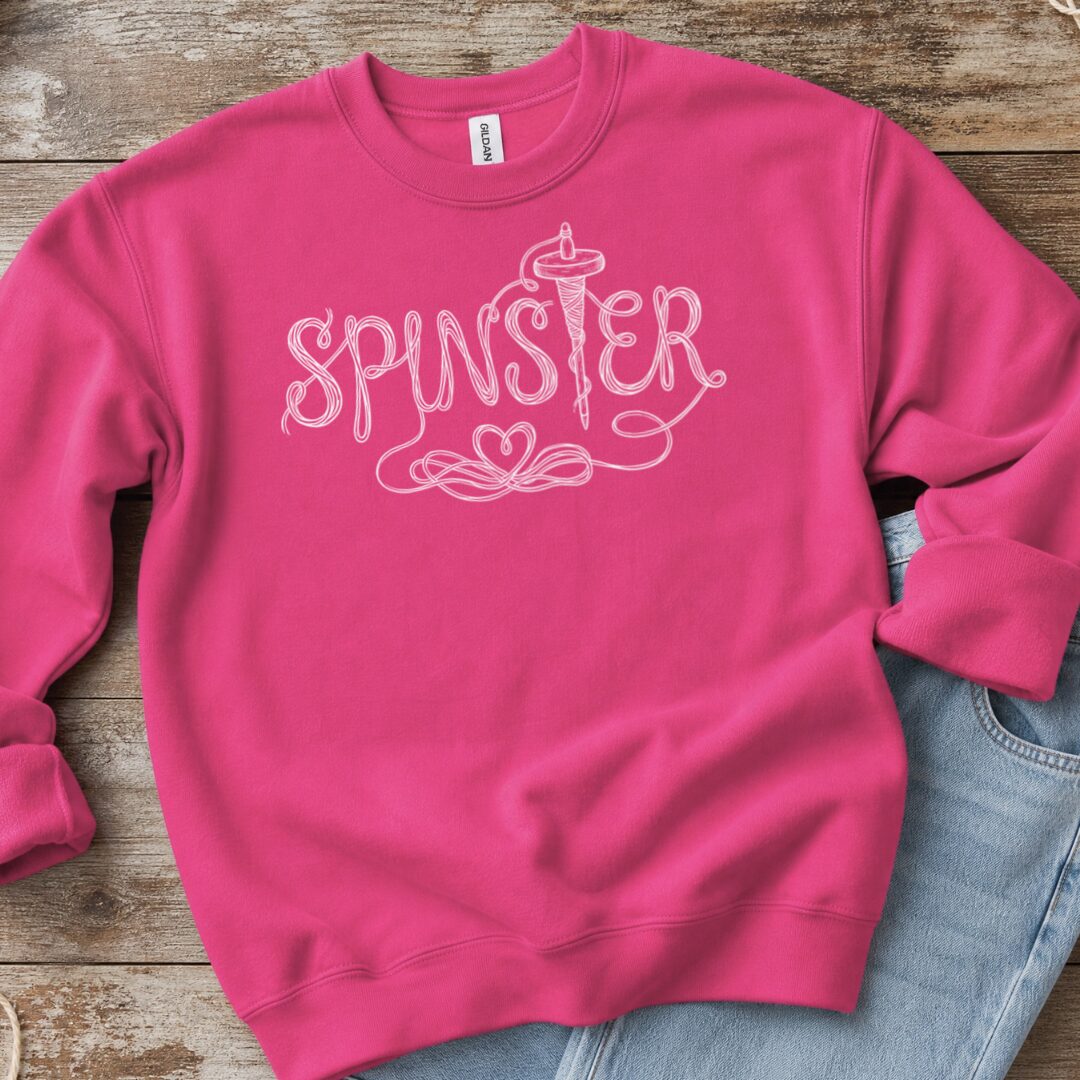 Spinster Text Bright Pink Sweatshirt.jpg