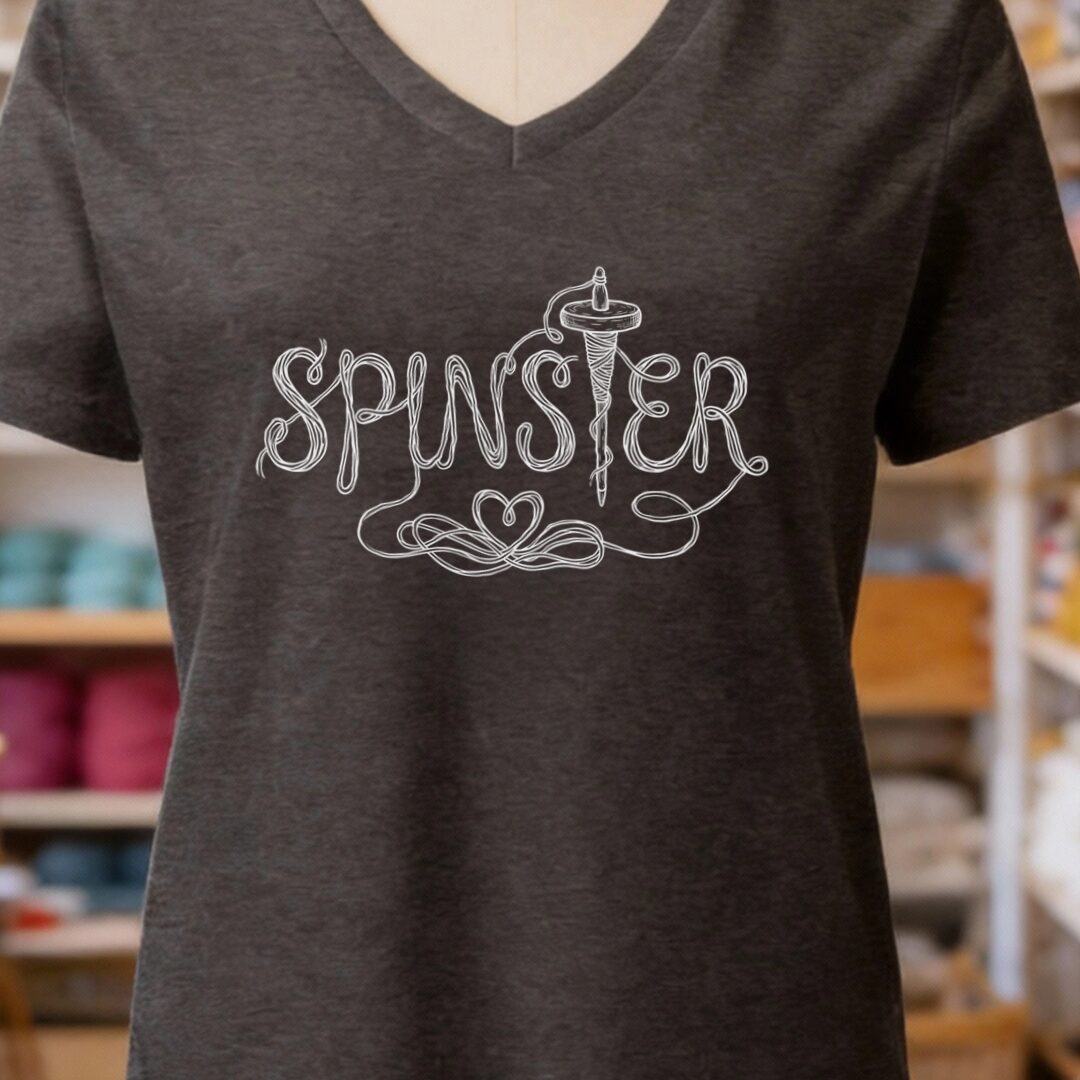 Spinster Text V-Neck T-Shirt Dark Grey t-shirt