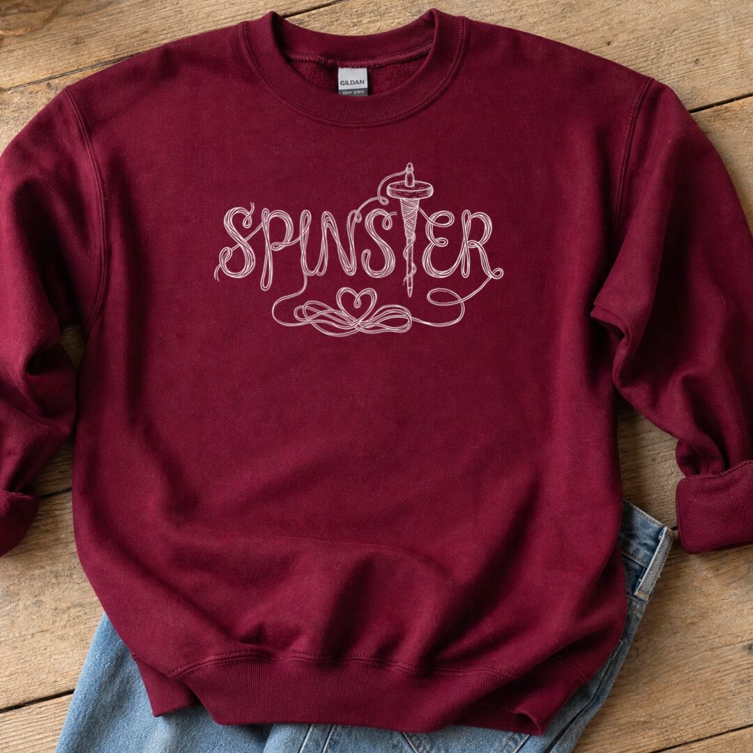 Spinster Text Maroon Sweatshirt.jpg