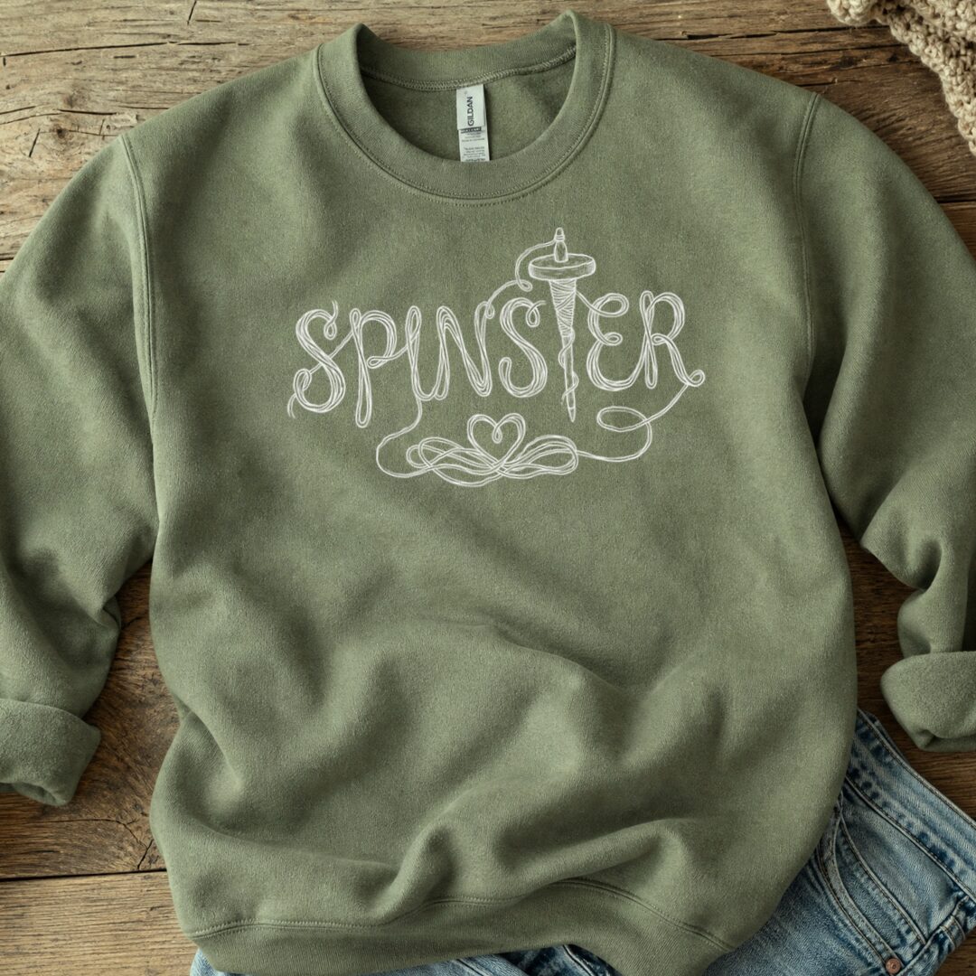 Spinster Text Military Green Sweatshirt.jpg
