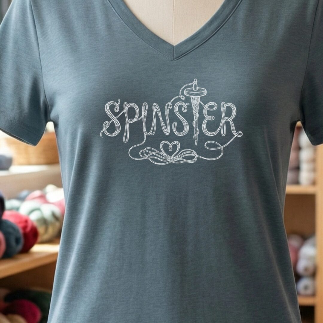 Spinster Text V-Neck T-Shirt Slate t-shirt