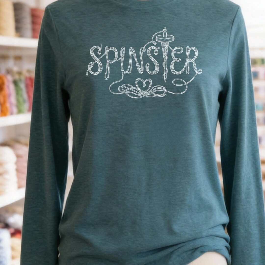 Spinster Text Teal Blue Long Sleeve Tee.jpg