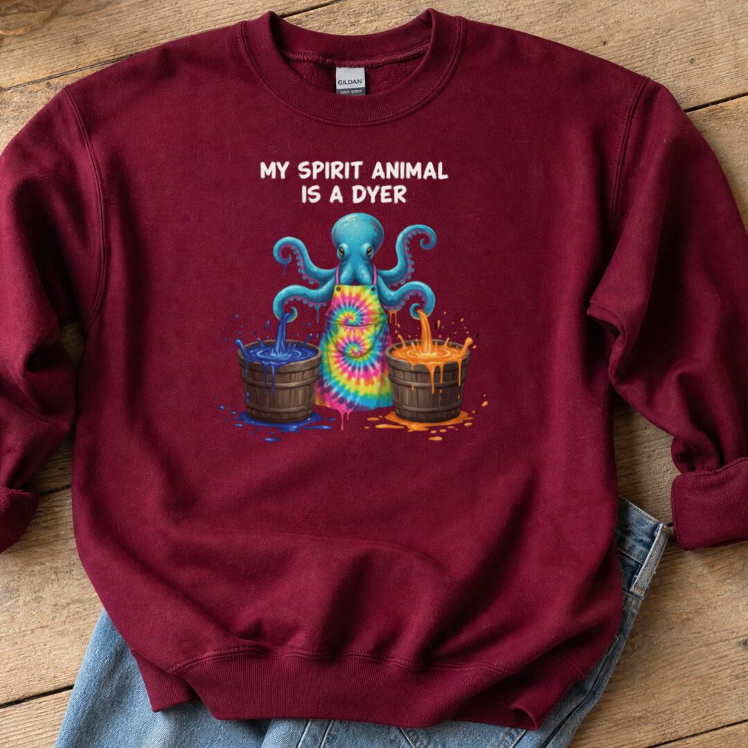 Spirit Animal Dyer Sweatshirt Maroon t-shirt