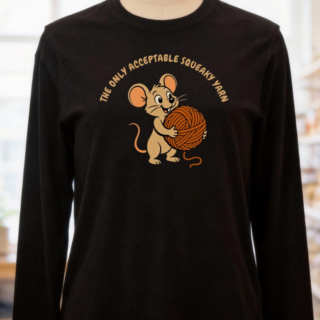 Squeaky Yarn Long Sleeve Tee Black t-shirt