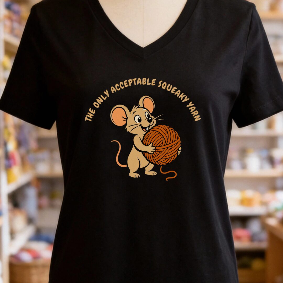 Squeaky Yarn V-Neck T-Shirt Black t-shirt
