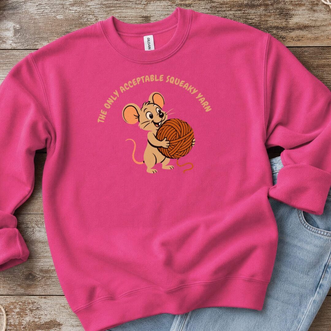 Squeaky Yarn Sweatshirt Bright Pink t-shirt