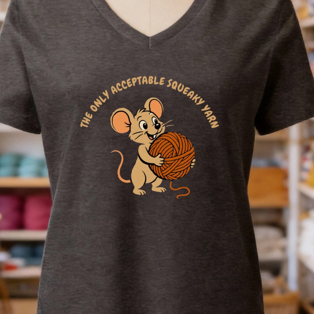 Squeaky Yarn V-Neck T-Shirt Dark Grey t-shirt
