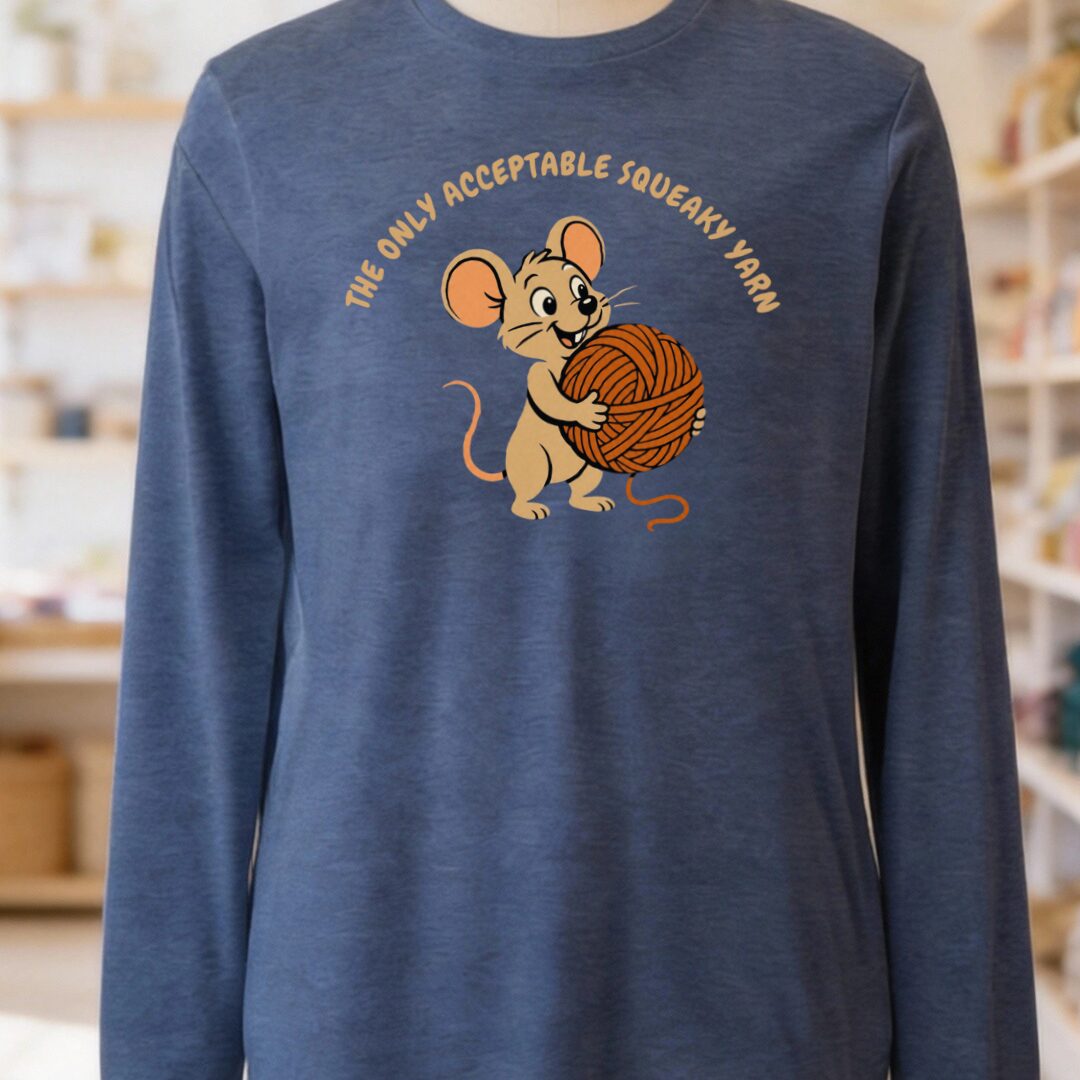 Squeaky Yarn Long Sleeve Tee Navy t-shirt