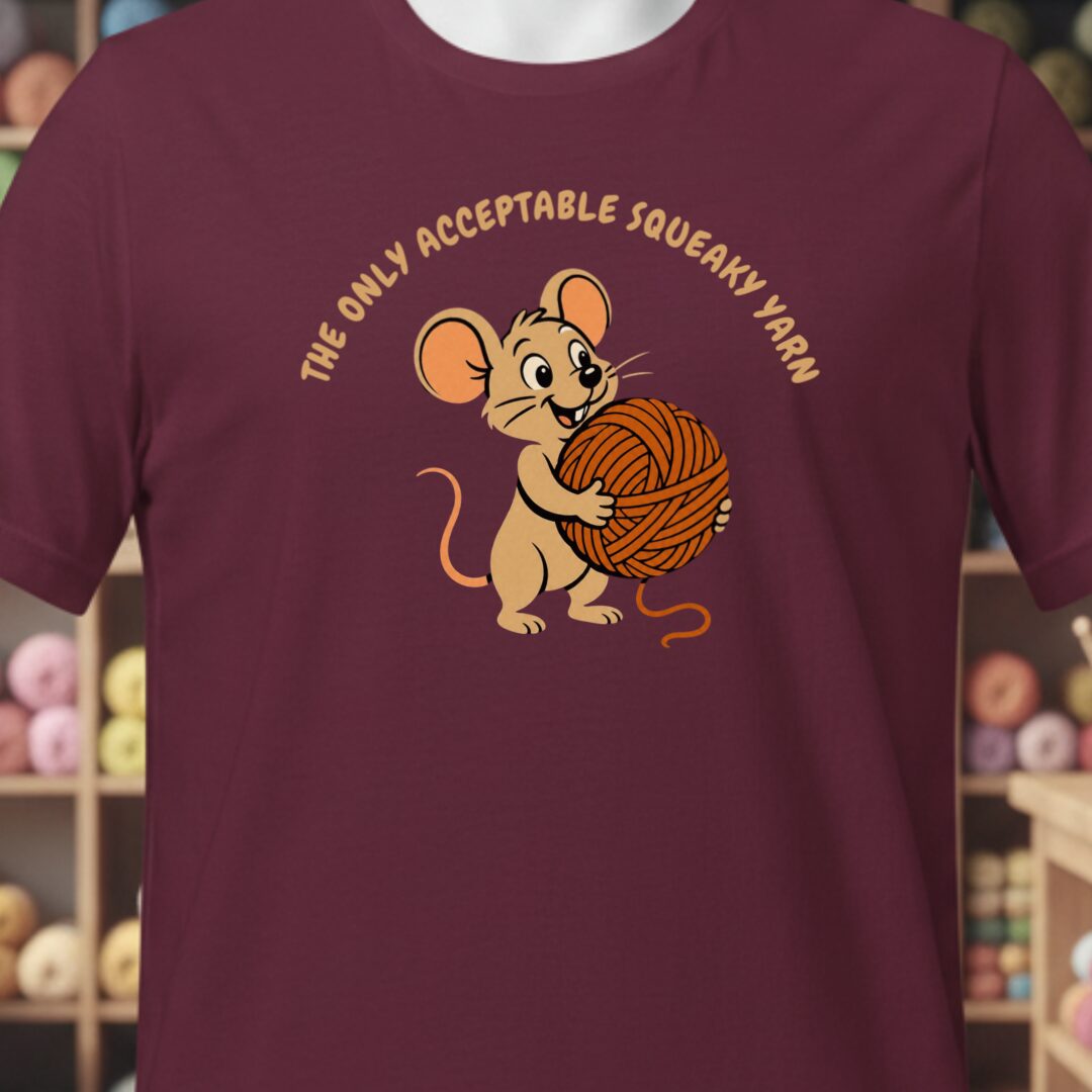 Squeaky Yarn T-Shirt Maroon t-shirt
