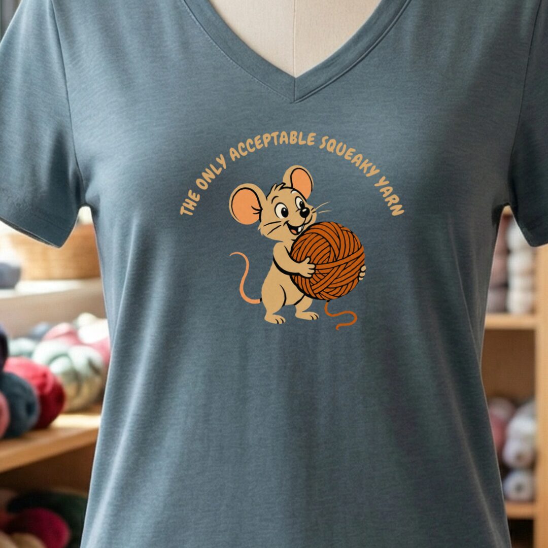Squeaky Yarn V-Neck T-Shirt Slate t-shirt