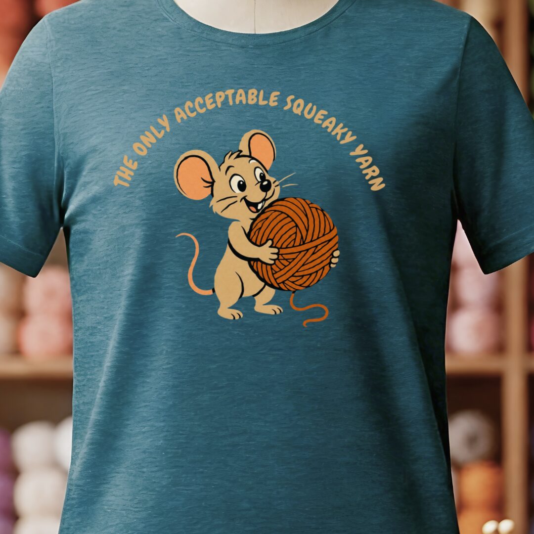 Squeaky Yarn T-Shirt Teal Blue t-shirt