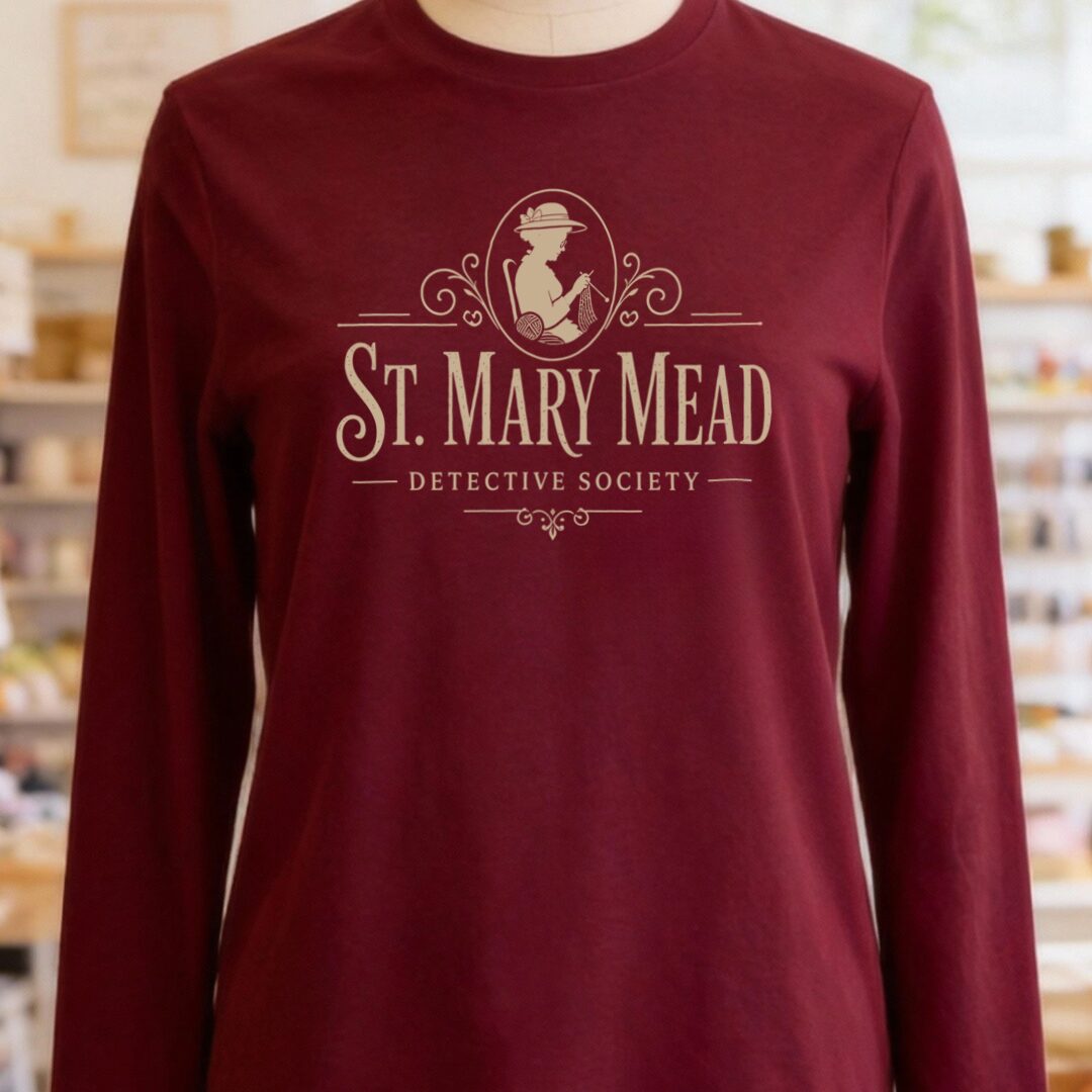 St Mary Mead Long Sleeve Tee Maroon t-shirt