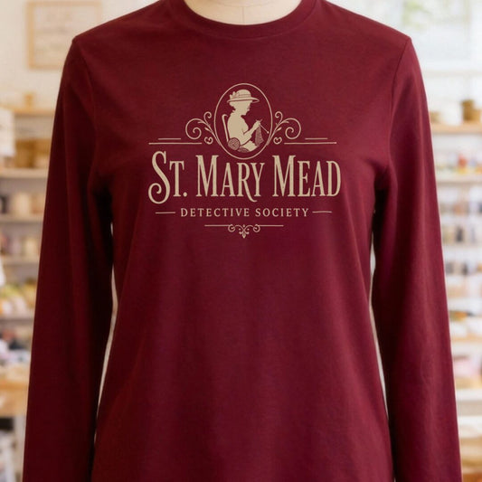 St Mary Mead Long Sleeve Tee Maroon t-shirt