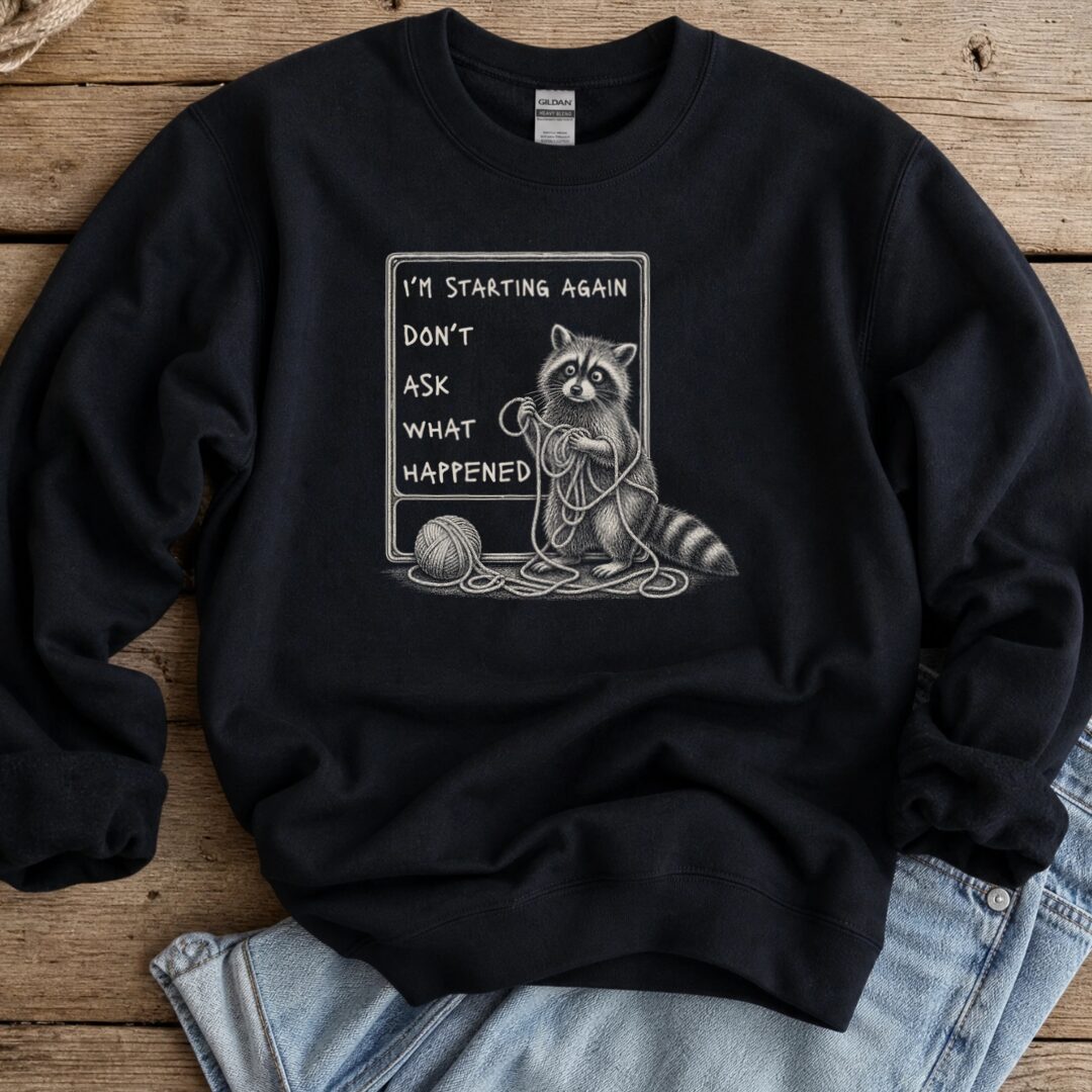 Starting Again Sweatshirt Black t-shirt