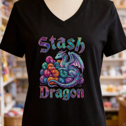 Stash Dragon V-Neck T-Shirt Black t-shirt