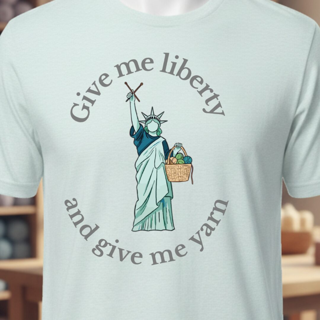 Statue of Liberty T-Shirt (With Text) Ice Blue t-shirt