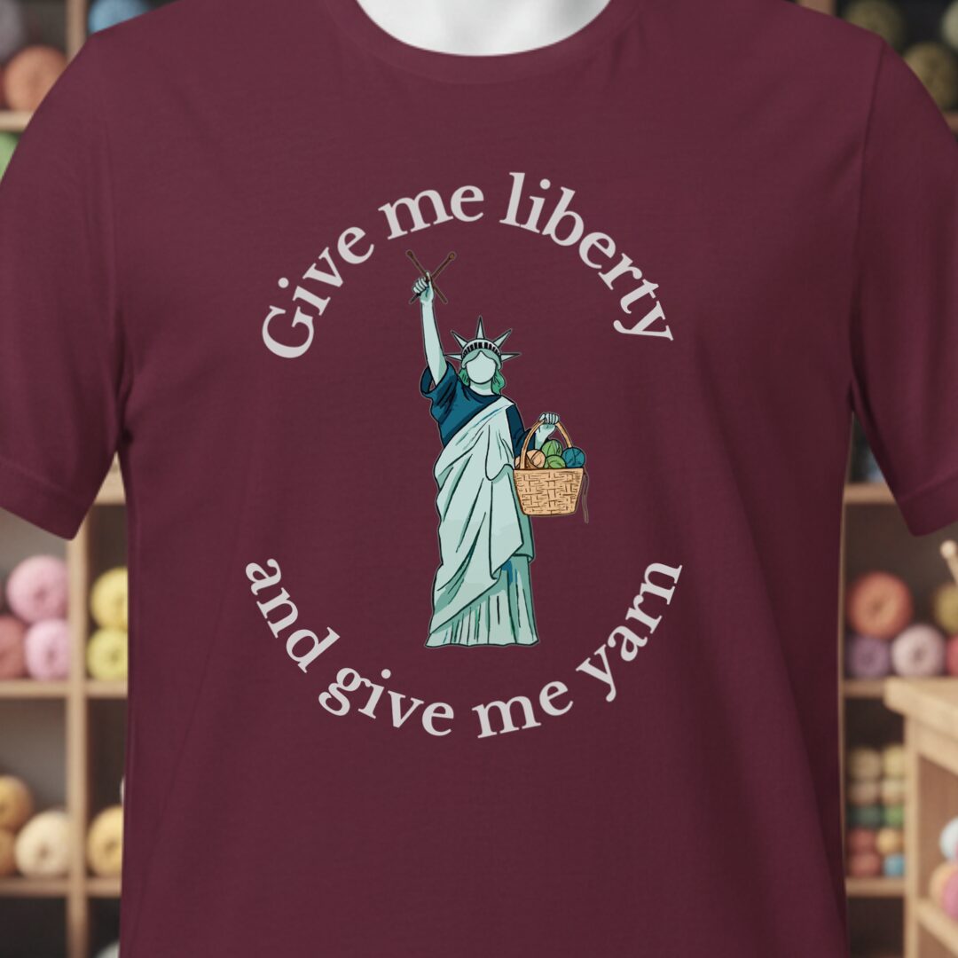 Statue of Liberty T-Shirt (With Text) Maroon t-shirt