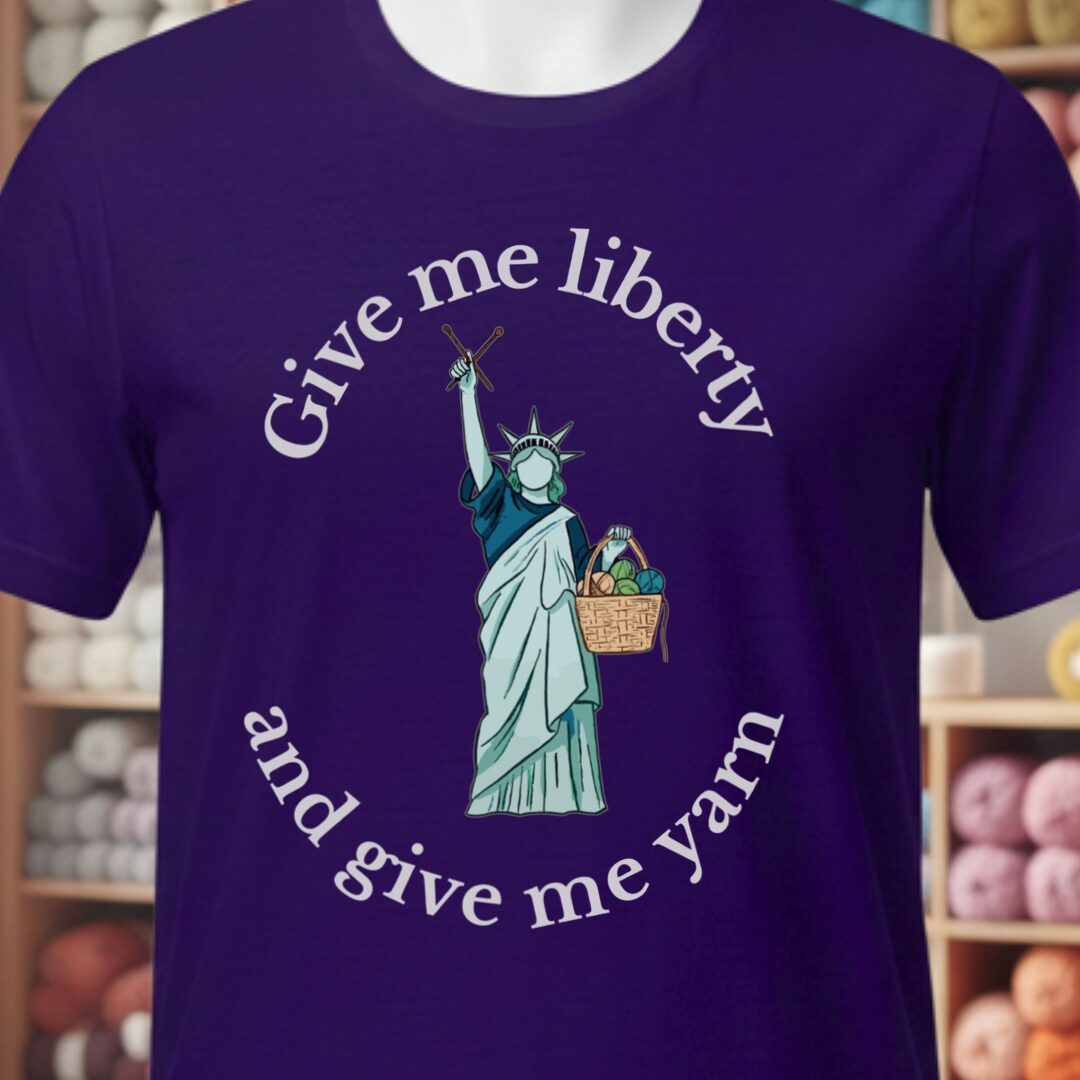 Statue of Liberty T-Shirt (With Text) Purple t-shirt