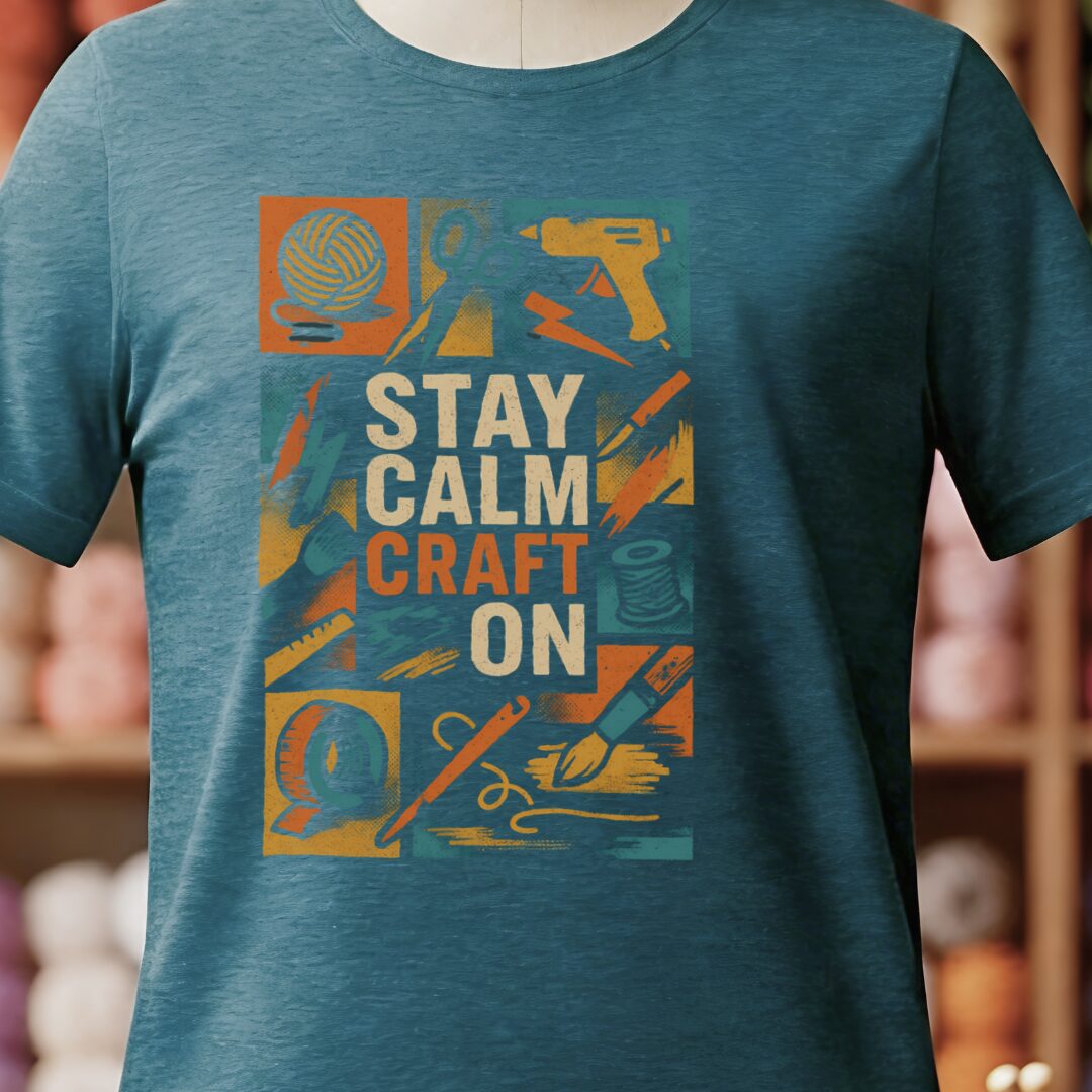Stay Calm Craft On T-Shirt Teal Blue t-shirt