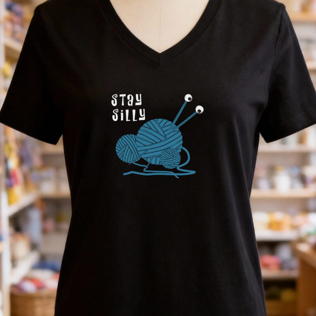 Stay Silly V-Neck T-Shirt Black t-shirt