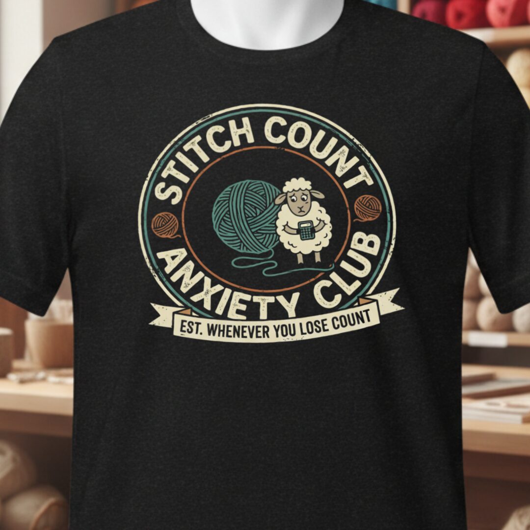 Stitch Count Anxiety Club T-Shirt Black t-shirt