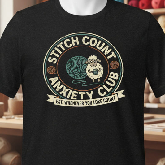Stitch Count Anxiety Club T-Shirt Black t-shirt