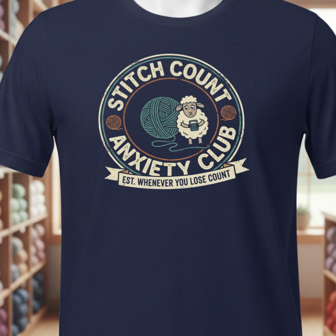 Stitch Count Anxiety Club T-Shirt Navy t-shirt