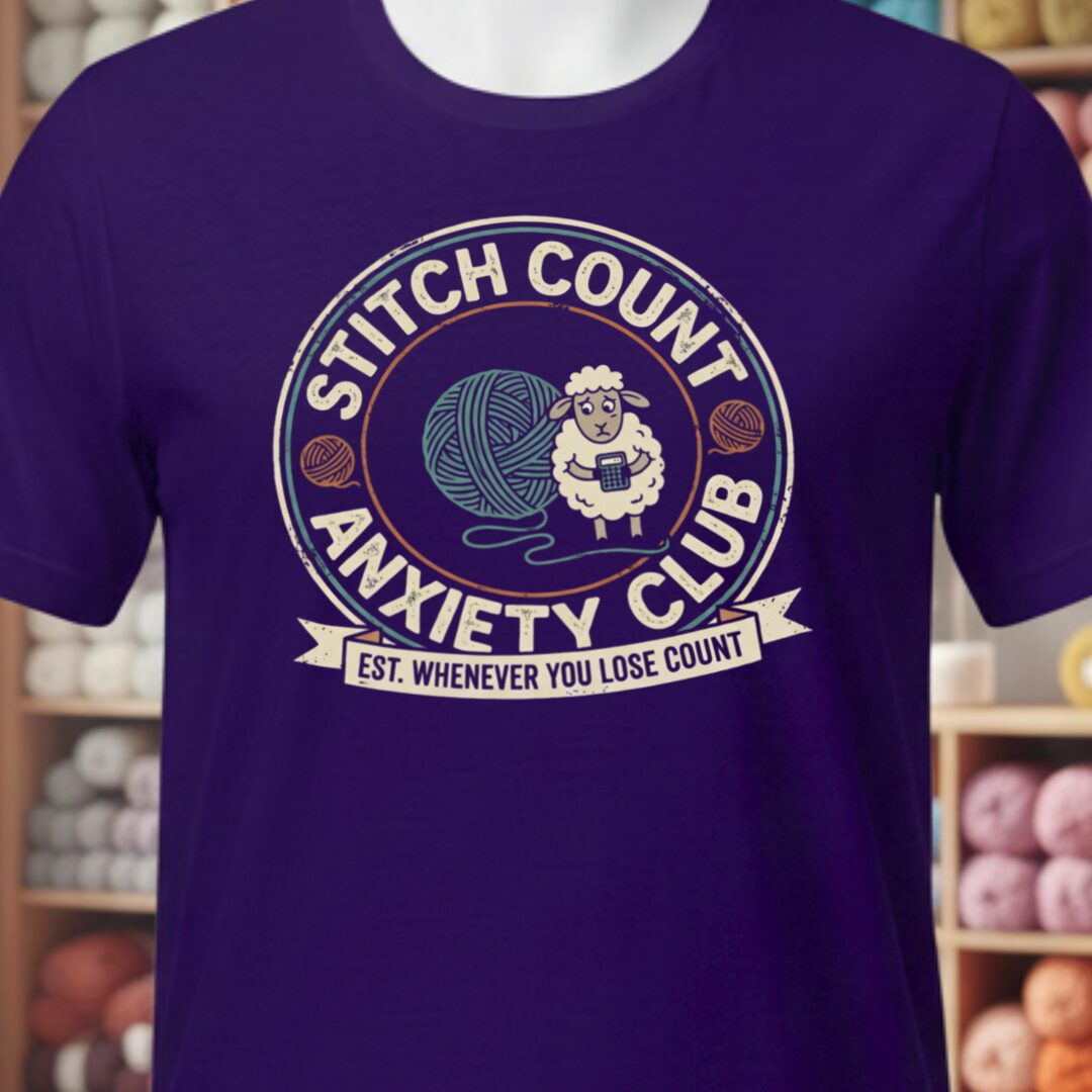 Stitch Count Anxiety Club T-Shirt Purple t-shirt