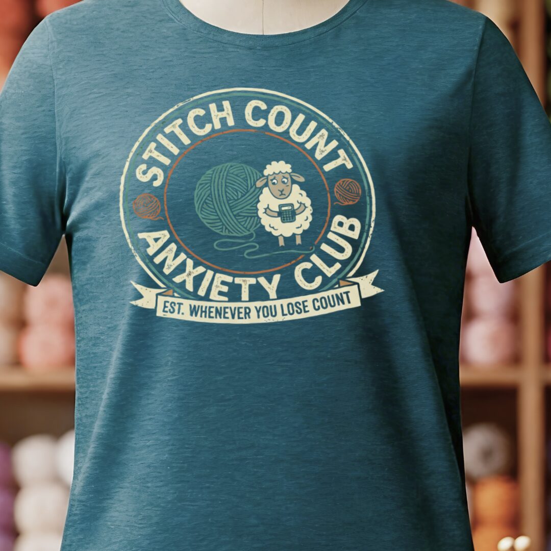 Stitch Count Anxiety Club T-Shirt Teal Blue t-shirt