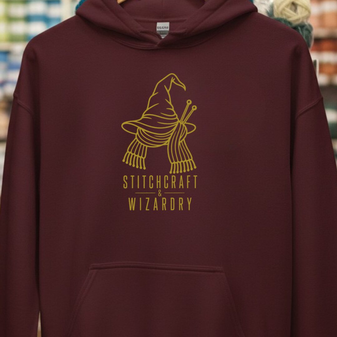 Stitchcraft and Wizardry Hoodie Maroon t-shirt