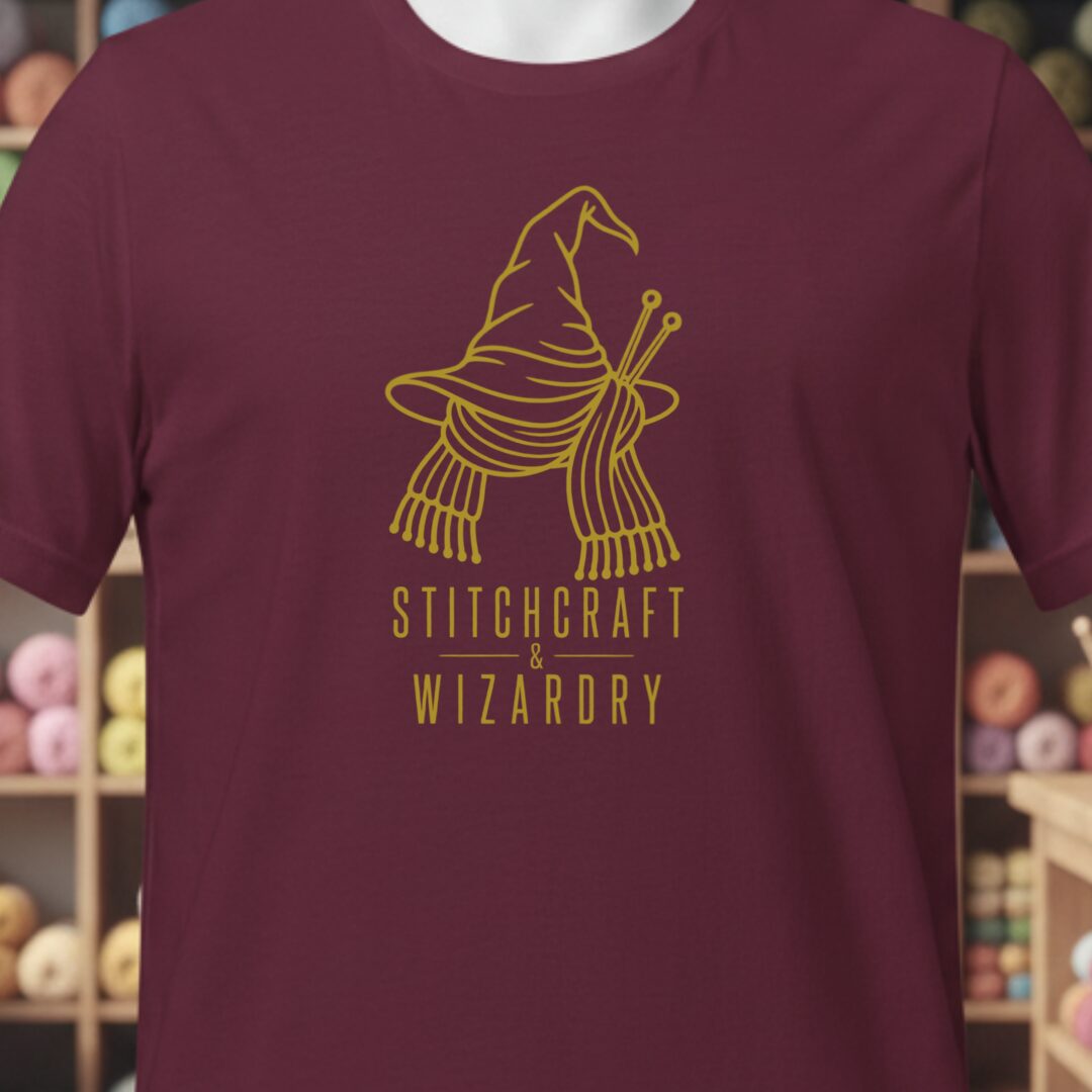 Stitchcraft and Wizardry T-Shirt Maroon t-shirt
