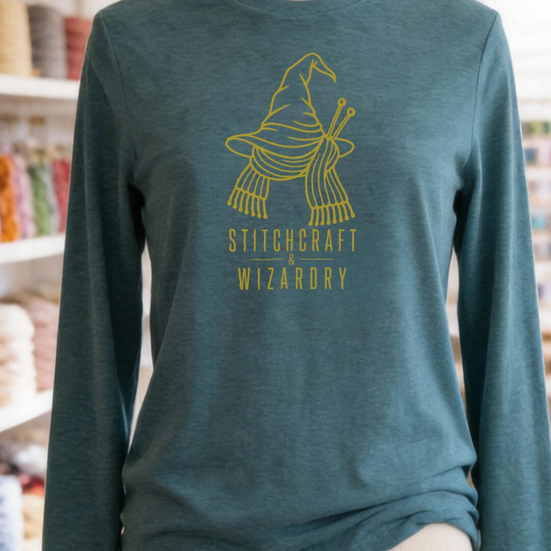 Stitchcraft and Wizardry Long Sleeve Tee Teal Blue t-shirt