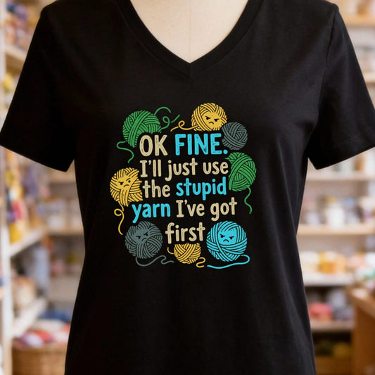 Stupid Yarn V-Neck T-Shirt Black t-shirt