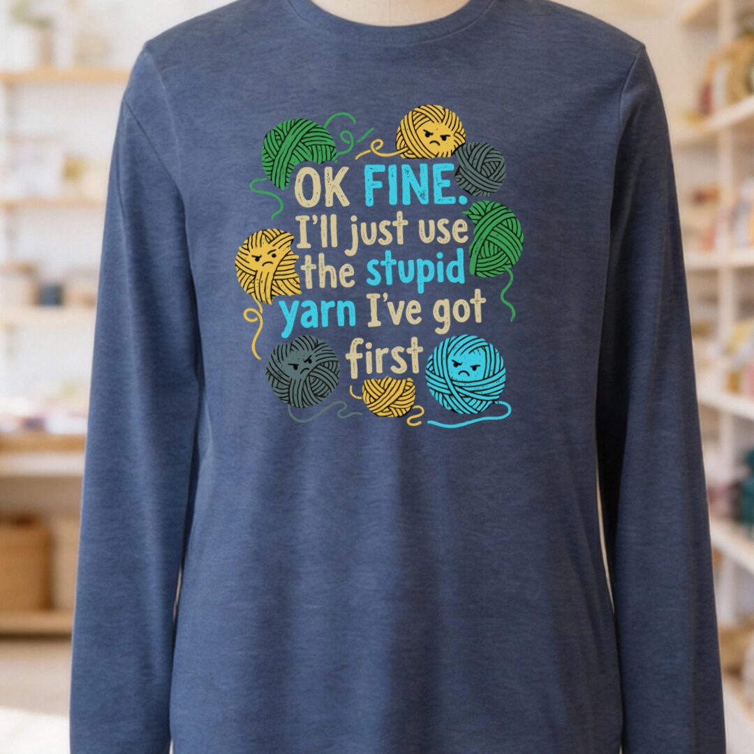 Stupid Yarn Long Sleeve Tee Navy t-shirt