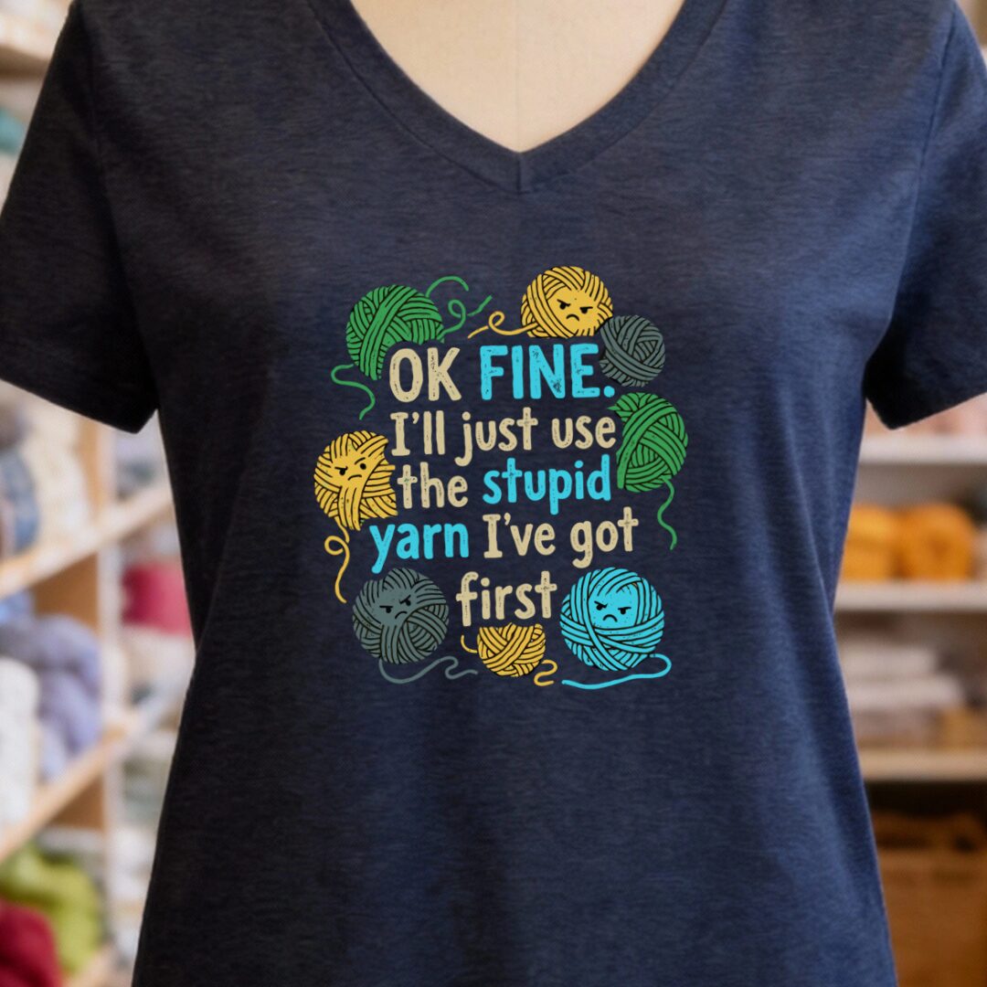 Stupid Yarn V-Neck T-Shirt Navy t-shirt